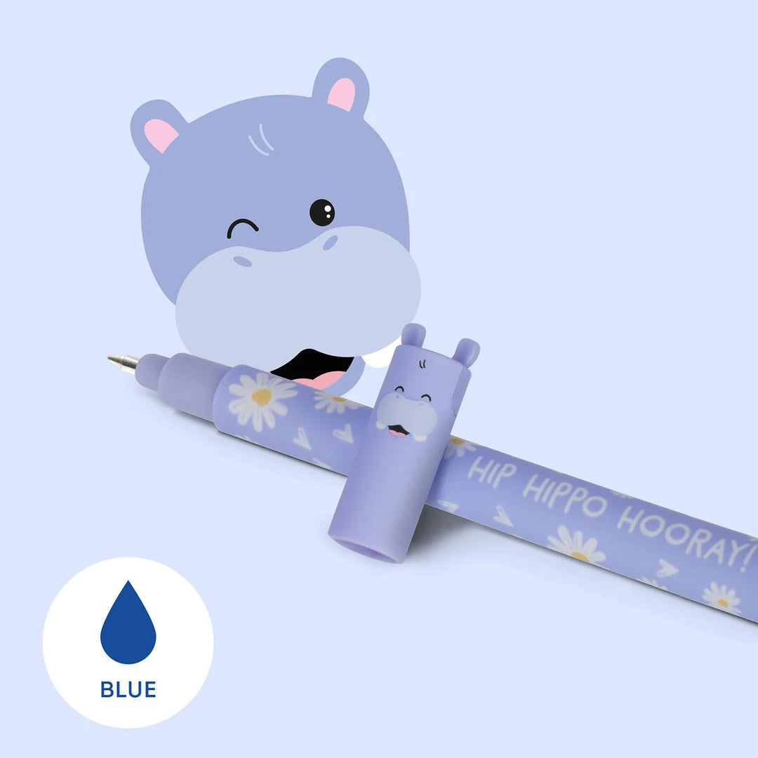 Legami Erasable Gel Pen – Hippo (Blue Ink)
