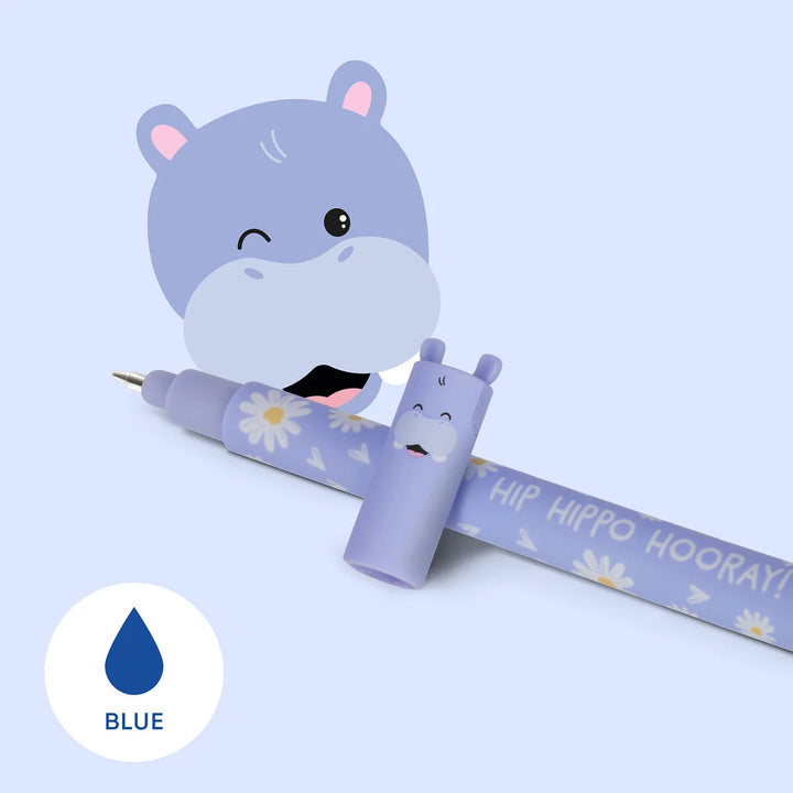 Legami Erasable Gel Pen – Hippo (Blue Ink)