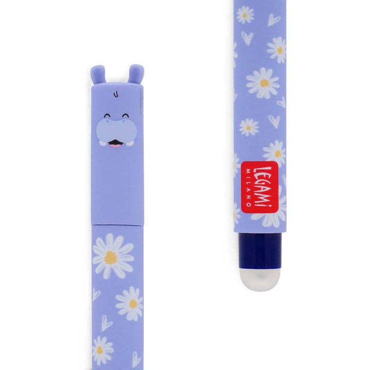 Legami Erasable Gel Pen – Hippo (Blue Ink)