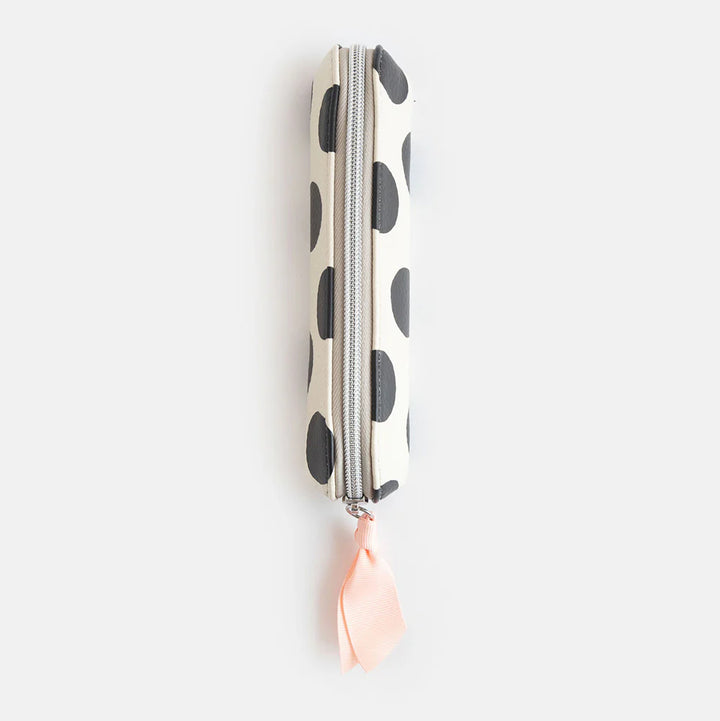 Caroline Gardner Mono Scattered Dot Pencil Case with a colorful dotted pattern, ideal for stationery storage.