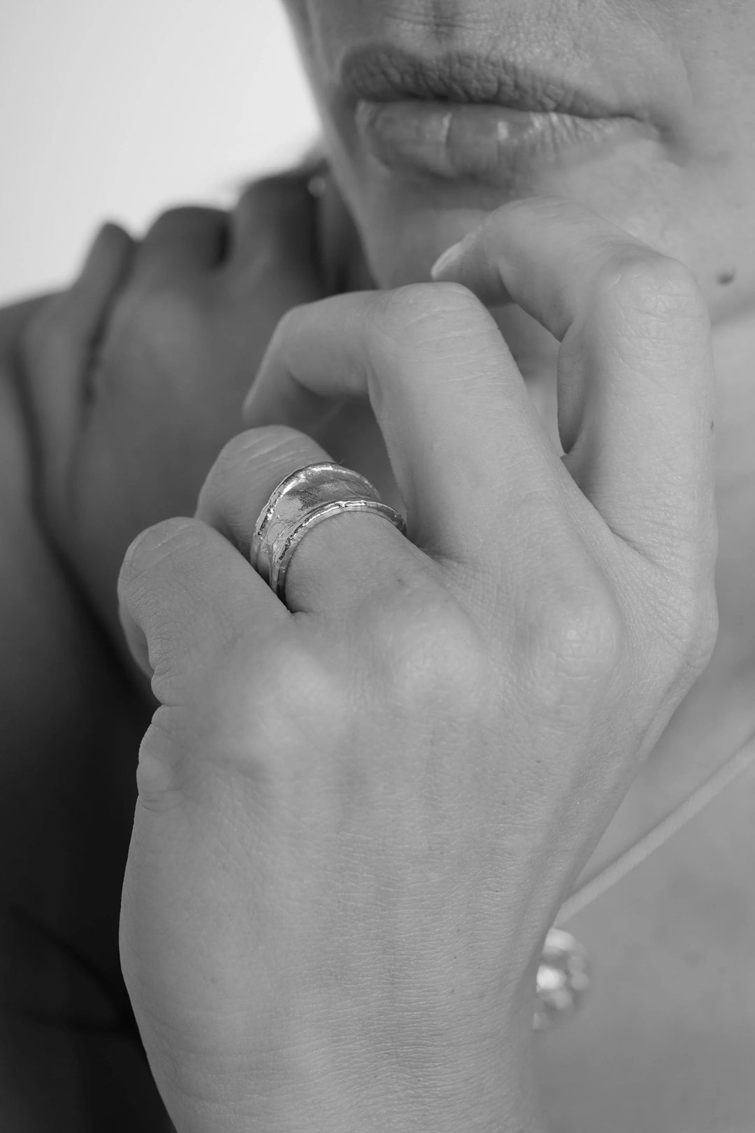 Silver Medium Driftline Ring by Tutti &amp; Co featuring a sleek, modern design, displayed on a neutral background.