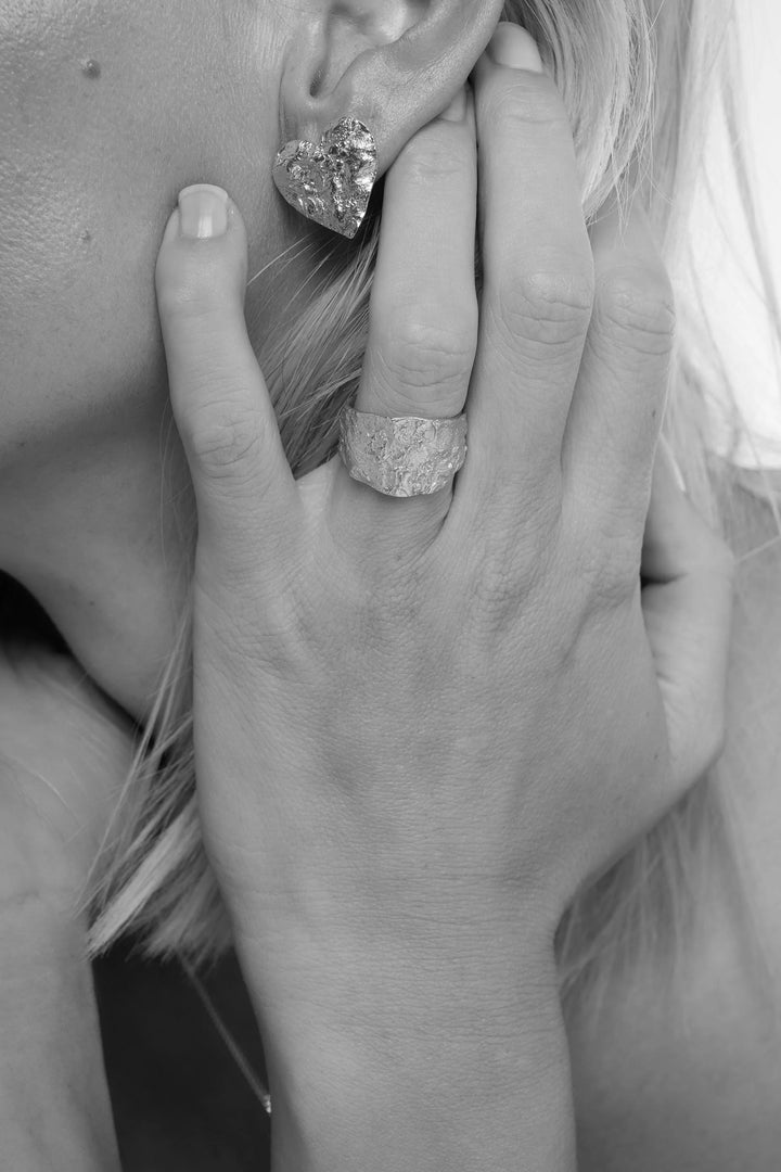 Silver Medium Revere Ring by Tutti &amp; Co featuring a smooth, rounded design with a matte finish.