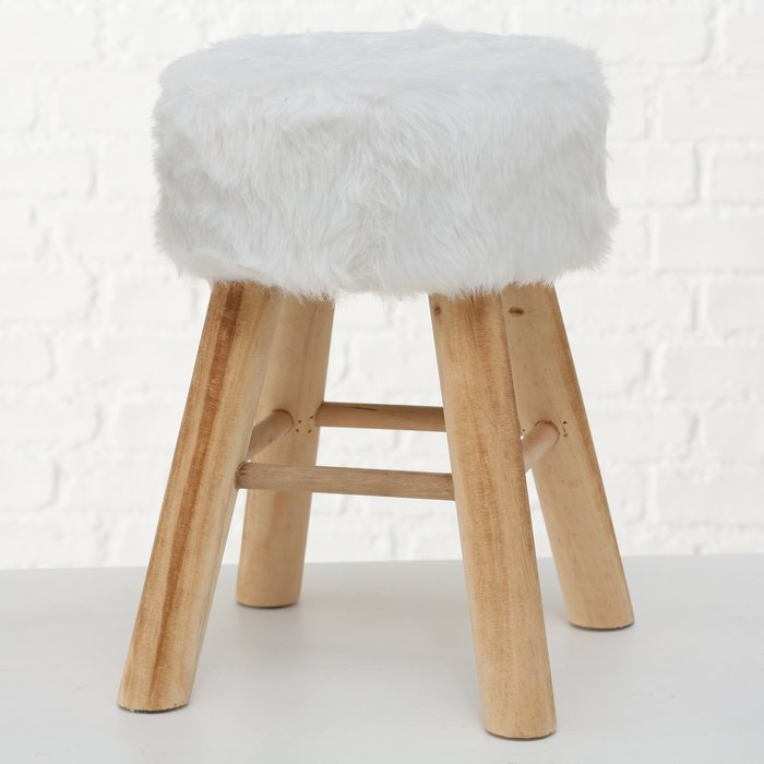 Wooden Boltze Christmas stool by Cornucopia Home and Gift, featuring a rustic design with natural wood finish.