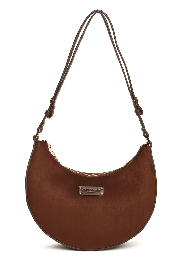 Chocolate Kensington Suedette Shoulder and Crossbody Bag