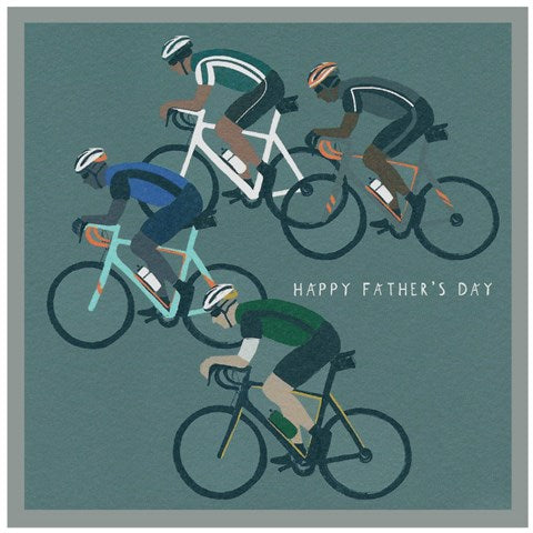 Cinnamon Aitch Happy Fathers Day card with festive design, featuring bold lettering and colorful illustrations, by Cornucopia Home and Gift.