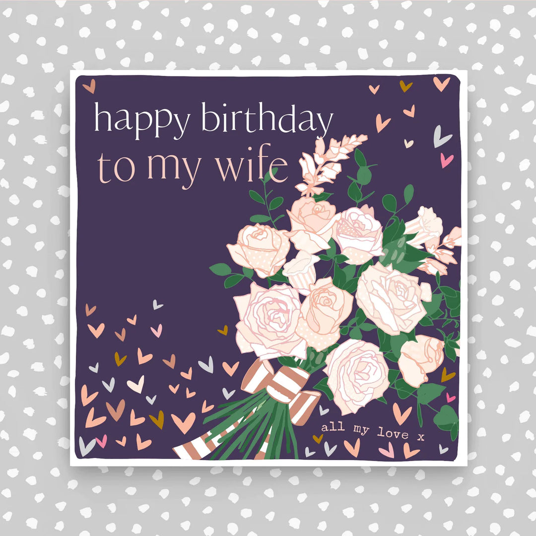 Molly Mae Wife birthday card featuring floral design, from Cornucopia Home and Gift, with elegant handwritten message.