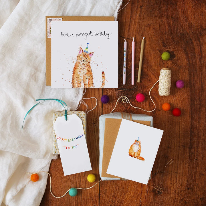 Cat Wearing a Party Hat Mini Card