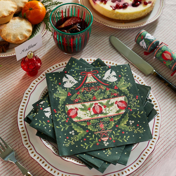 Red and green striped Christmas tumbler by Cornucopia Home and Gift, featuring festive holiday design from Talking Tables Christmas collection.