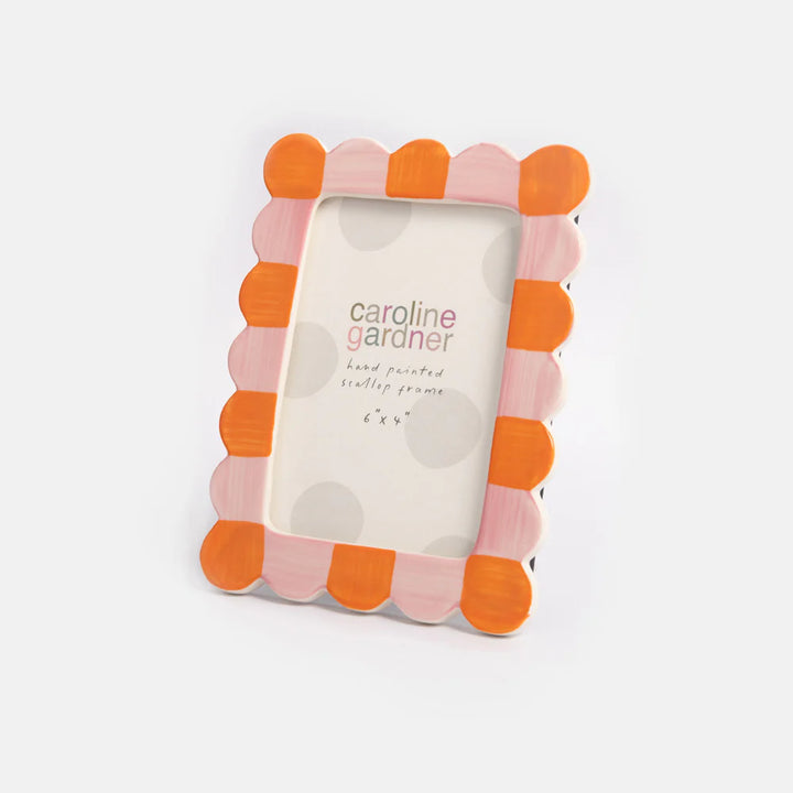 Caroline Gardner Pink/Orange Scallop Edge 4"x6" Photo Frame