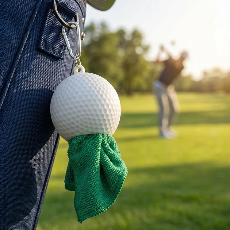 Golf Towel with Clip-On Golf Ball Case