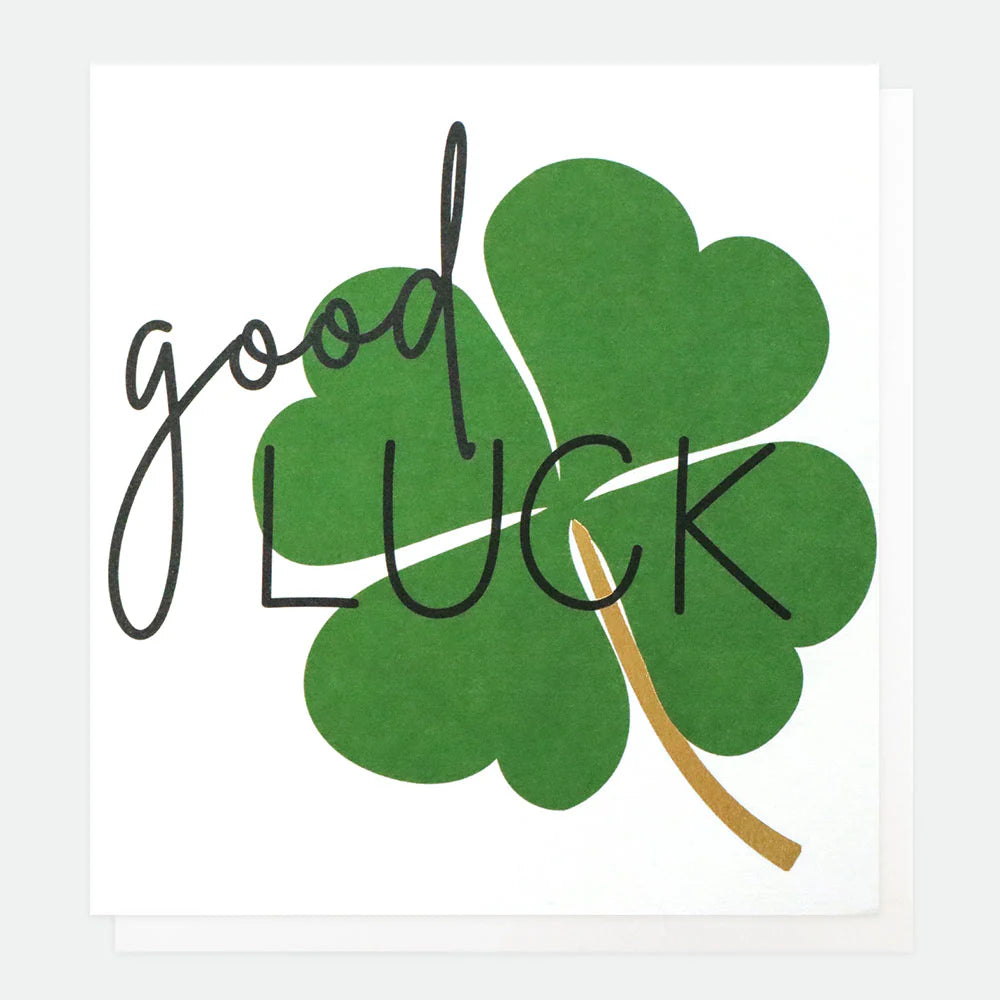 Caroline Gardner Good Luck Clover card with colorful clover design, ideal for sending best wishes and good luck.