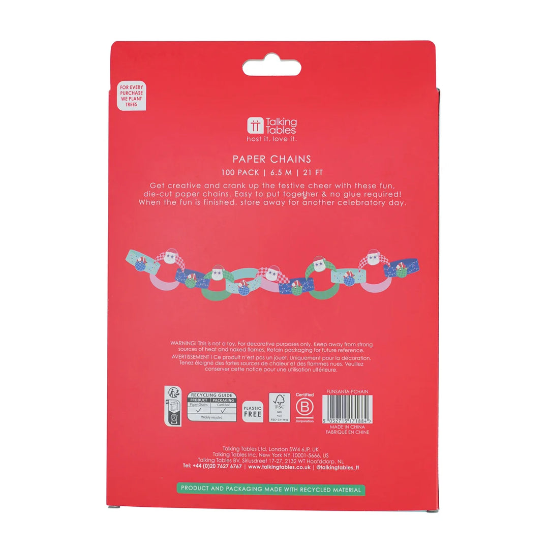 Santa Christmas Paper Chains - 100 Strips