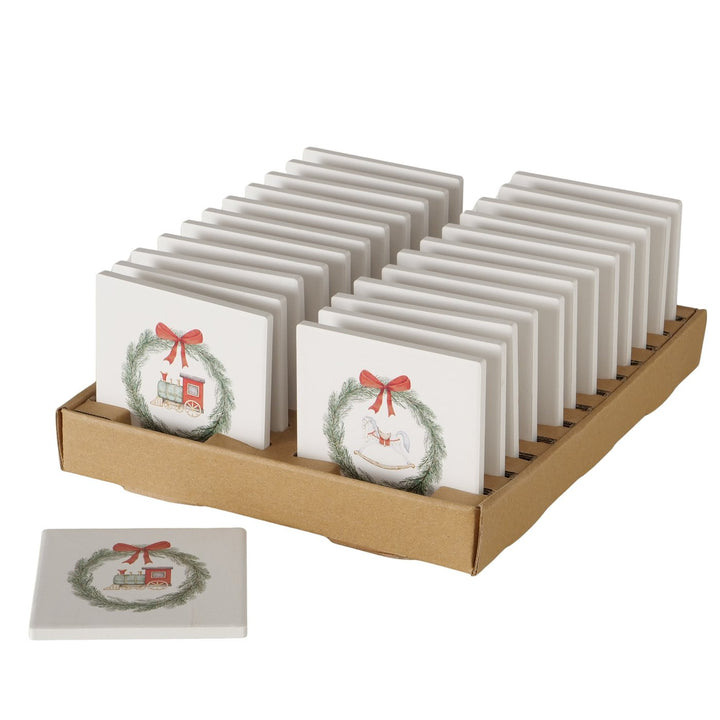 Cavallo Christmas Porcelain Coaster - 10 x 10 cm