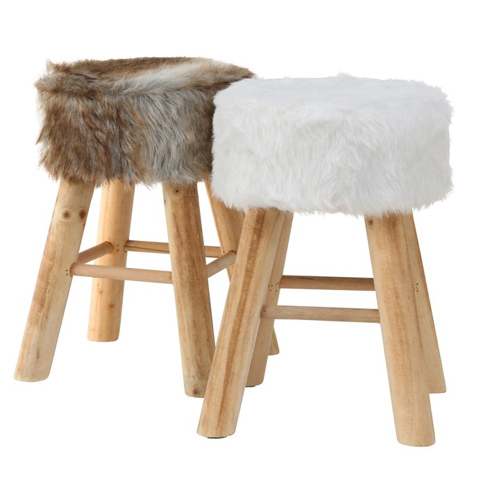 Wooden Boltze Christmas stool by Cornucopia Home and Gift, featuring a rustic design with a natural wood finish.
