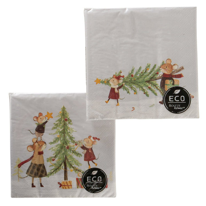 Christmas Mouse Paper Napkins - Pack of 20