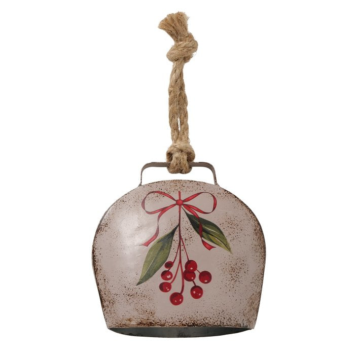 Small grey mistletoe bell from Boltze Christmas by Cornucopia Home and Gift, featuring a festive mistletoe and bell design.