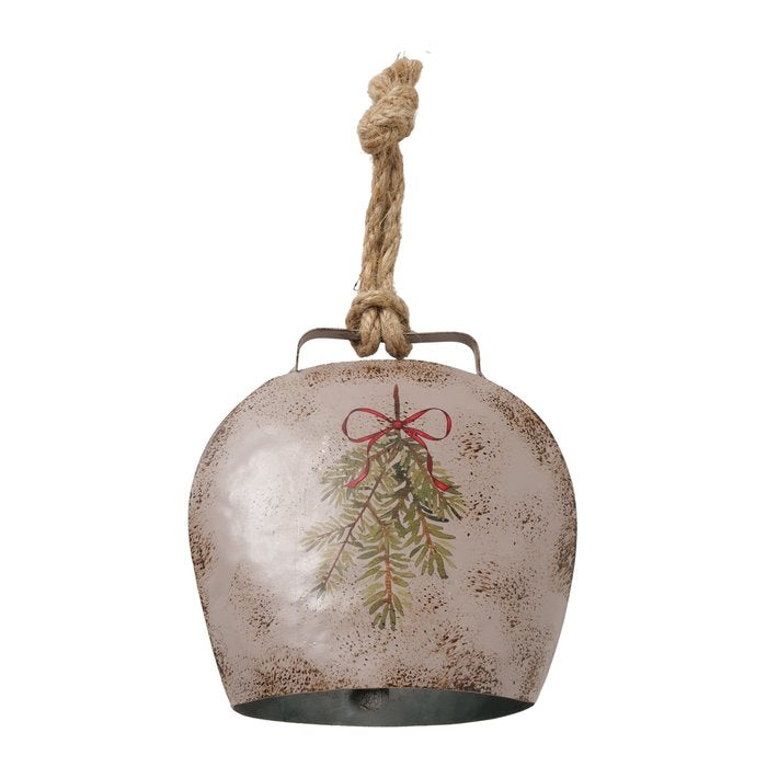 Large grey mistletoe bell ornament from Boltze Christmas by Cornucopia Home and Gift, featuring a festive mistletoe design with a bell shape.