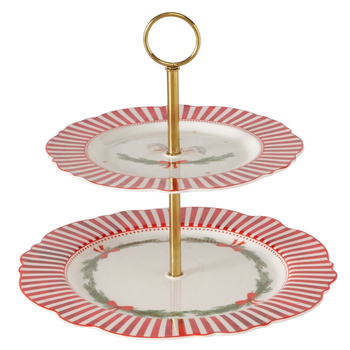 Cavallo Christmas Tiered Cake Stand - Red and White