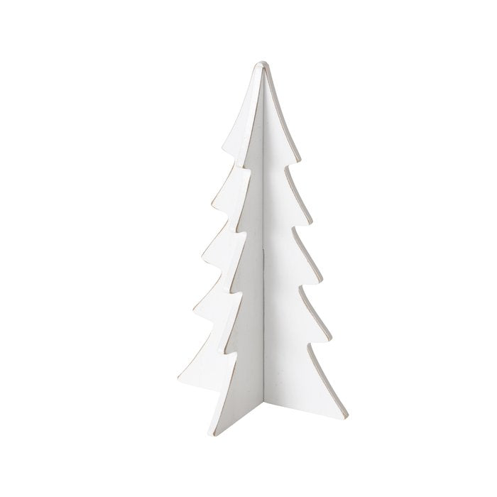 Large wooden tree decor from Boltze Christmas by Cornucopia Home, featuring natural and white finish, 30cm tall, suitable for festive displays.