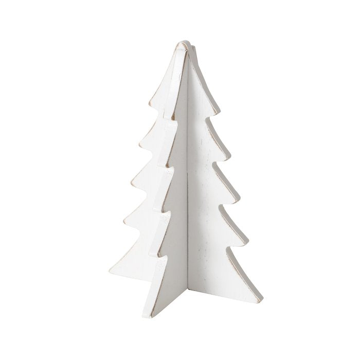 Small wooden tree in natural and white finishes, 12cm tall, from Boltze Christmas by Cornucopia Home and Gift.