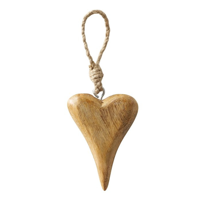 Small Mango Wood Heart Hanging Decoration