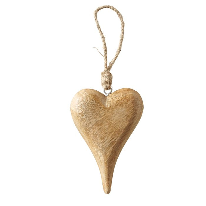 Large Mango Wood Heart Hanging Decoration