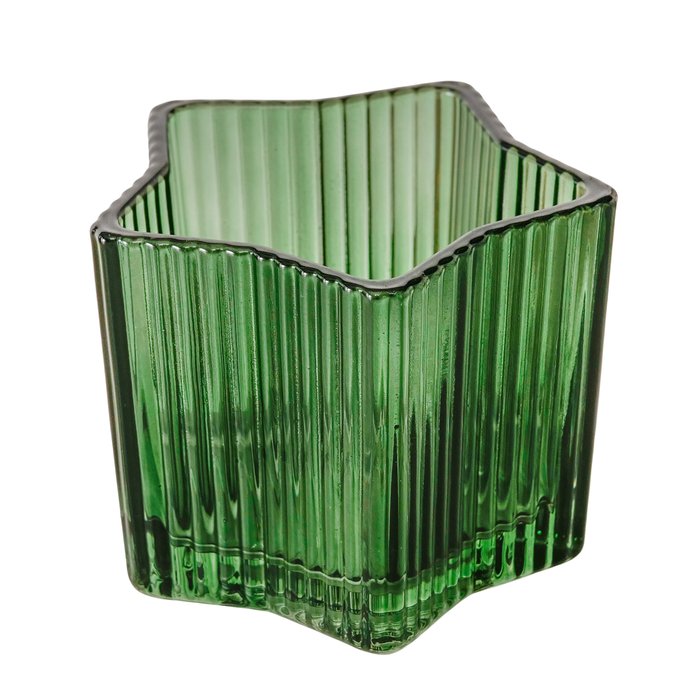 Star Glass Candle Holder - Green or Red
