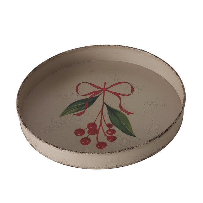 Small Iron Tray Noelle by Boltze Christmas, featuring a decorative metal tray with intricate design, perfect for holiday decor.