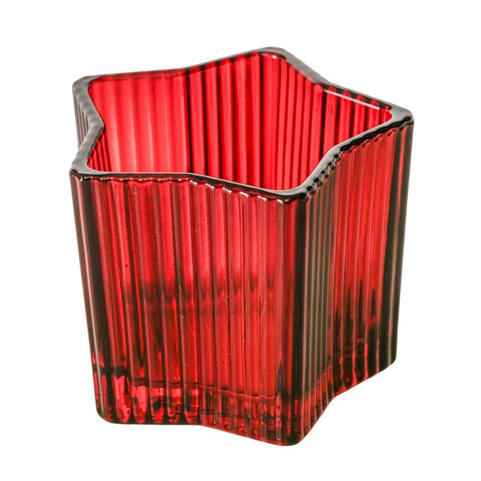 Star Glass Candle Holder - Green or Red