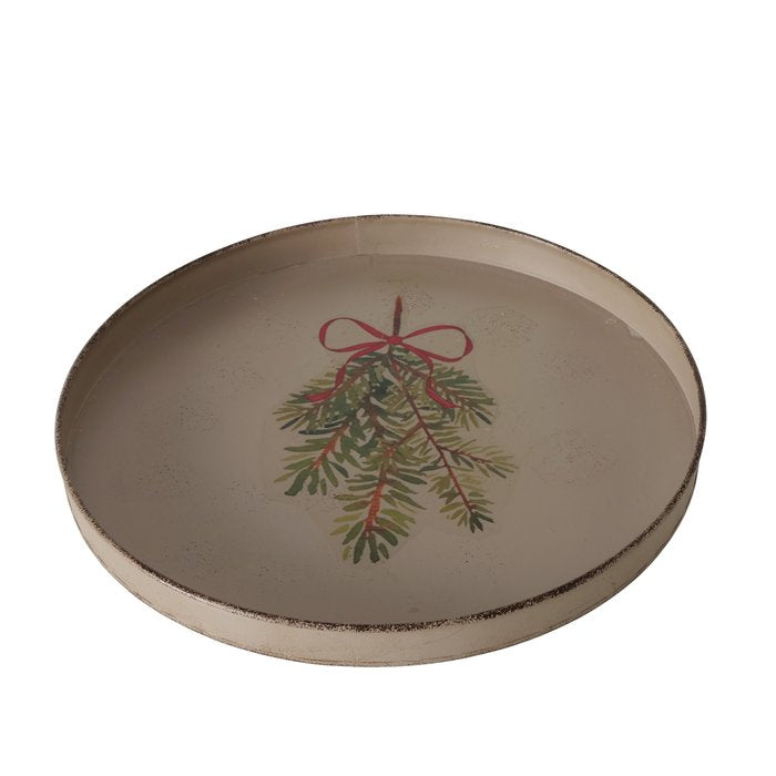 Decorative iron tray Noelle by Boltze Christmas, featuring intricate design, ideal for holiday table or display from Cornucopia Home and Gift.
