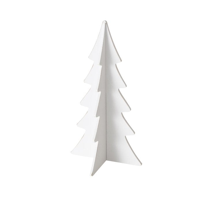 Medium wooden tree in natural and white finish, 22cm, Boltze Christmas decor by Cornucopia Home and Gift.