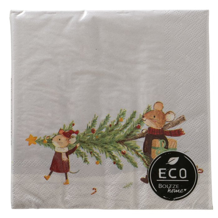 Christmas Mouse Paper Napkins - Pack of 20