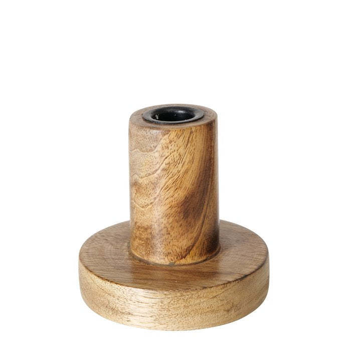 Small mango wood candle holder by Boltze Christmas, featuring a handcrafted design ideal for festive holiday decor.