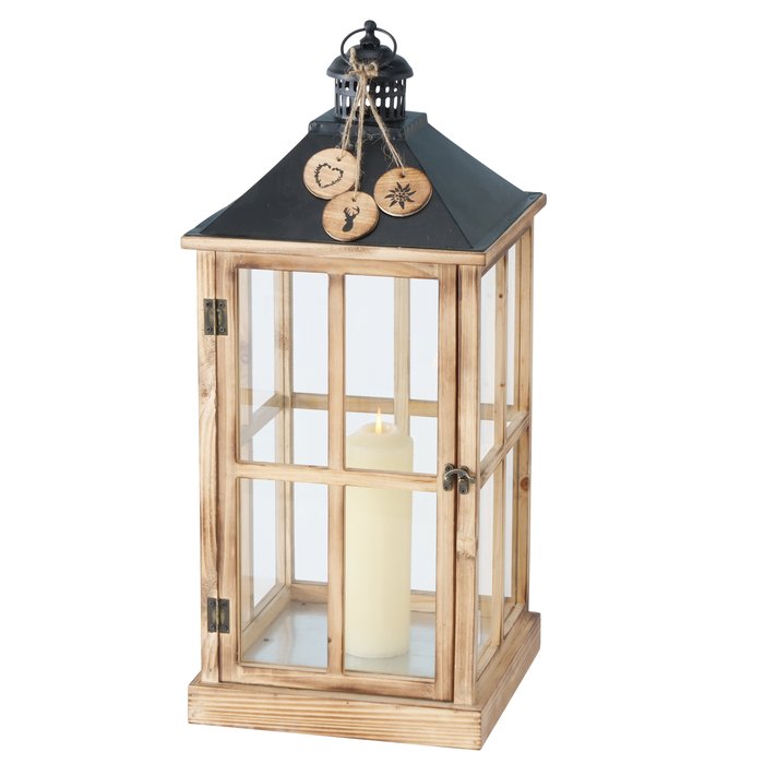Large Tauem Square Lantern by Boltze for Christmas, featuring a sturdy metal frame and glass panels, suitable for indoor holiday decor.
