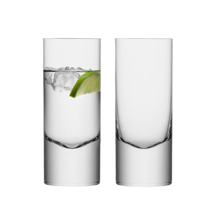 Two clear Boris highball glasses by LSA International, 360ml capacity, perfect for beverages, shown side by side.