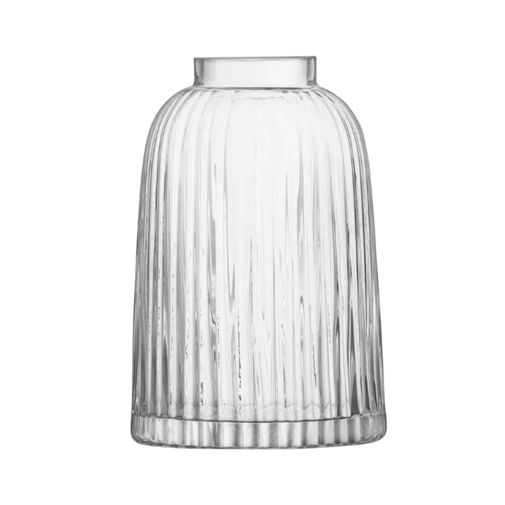 Clear 20cm Pleat Vase by LSA International featuring a textured pleated design, perfect for elegant home decor.