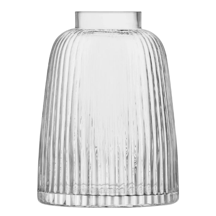 Clear pleat vase by LSA International, 26cm tall, showcasing its elegant, textured design perfect for home decor.