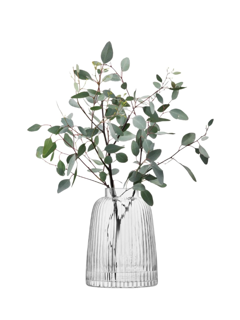 Clear Pleat Vase by LSA International, 26cm tall with a textured pleated design, suitable for floral arrangements.