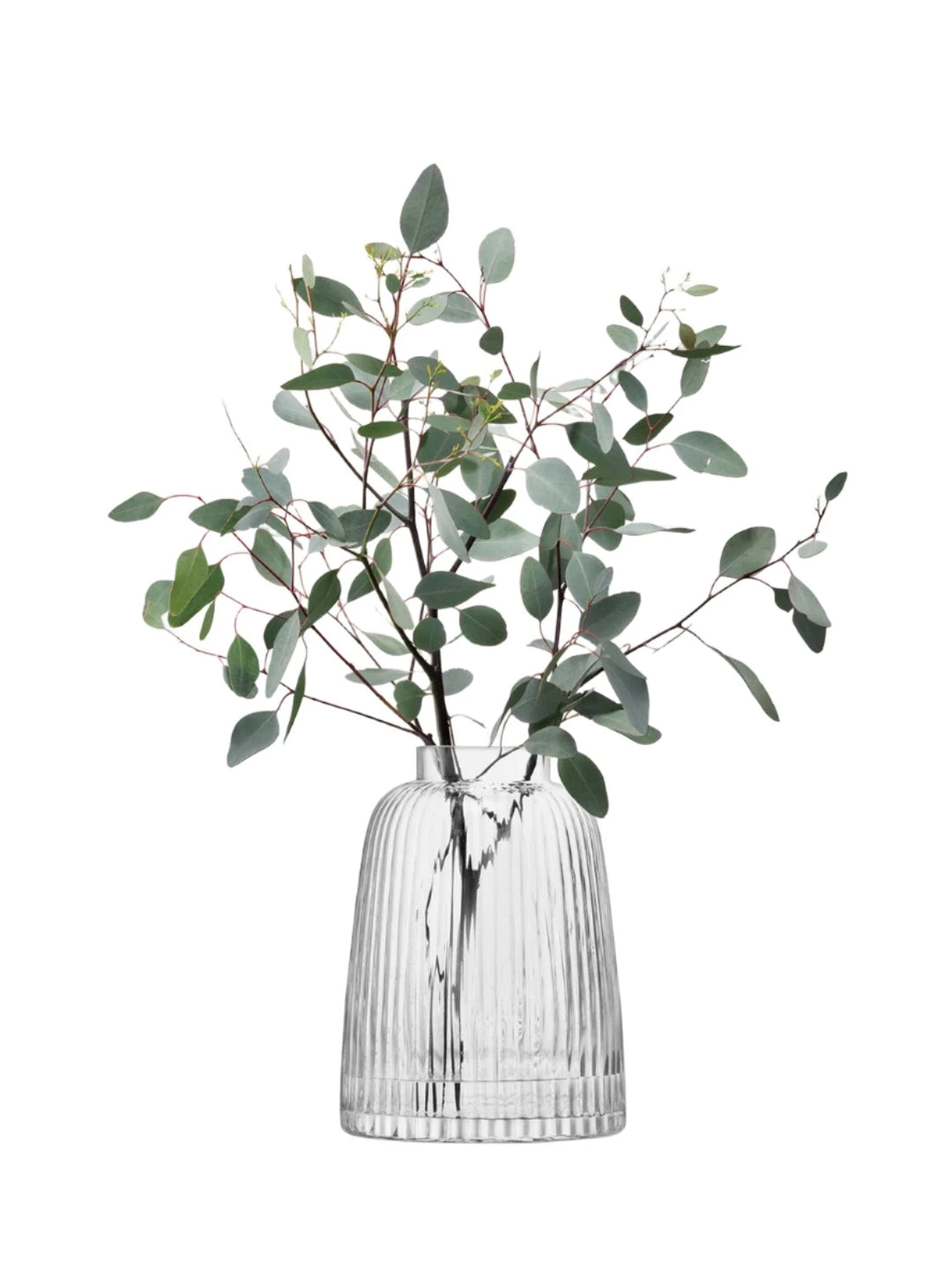 Clear Pleat Vase by LSA International, 26cm tall with a textured pleated design, suitable for floral arrangements.