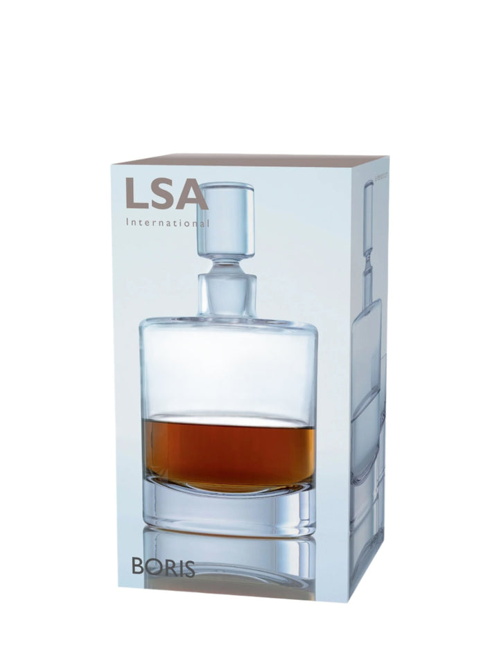 Clear Boris decanter by LSA International with a 1.4L capacity, featuring a sleek and elegant glass design.