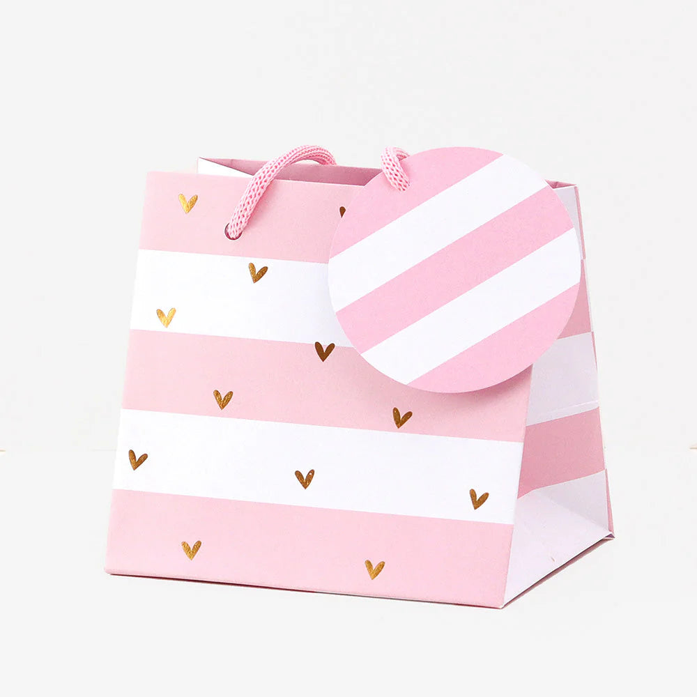 Pink Stripe Mug Gift Bag