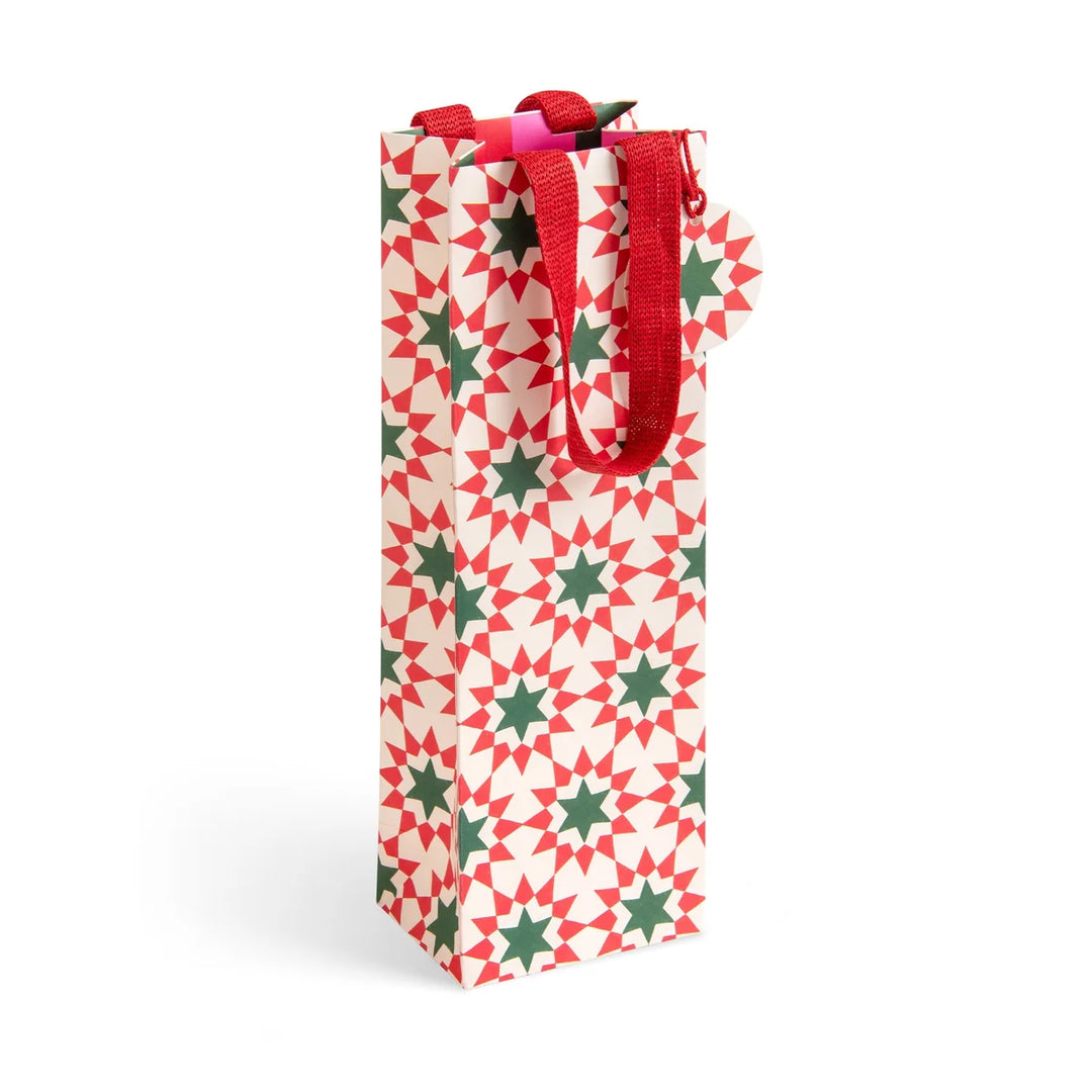 Geo Stars Christmas Bottle Gift Bag