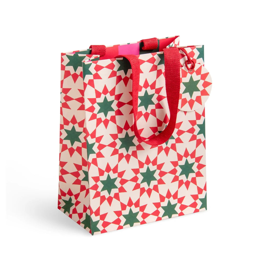 Geo Stars Christmas Medium Portrait Gift Bag