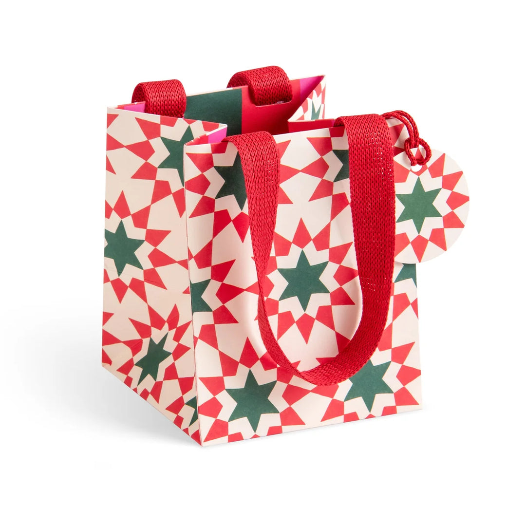 Geo Stars Christmas Small Square Gift Bag