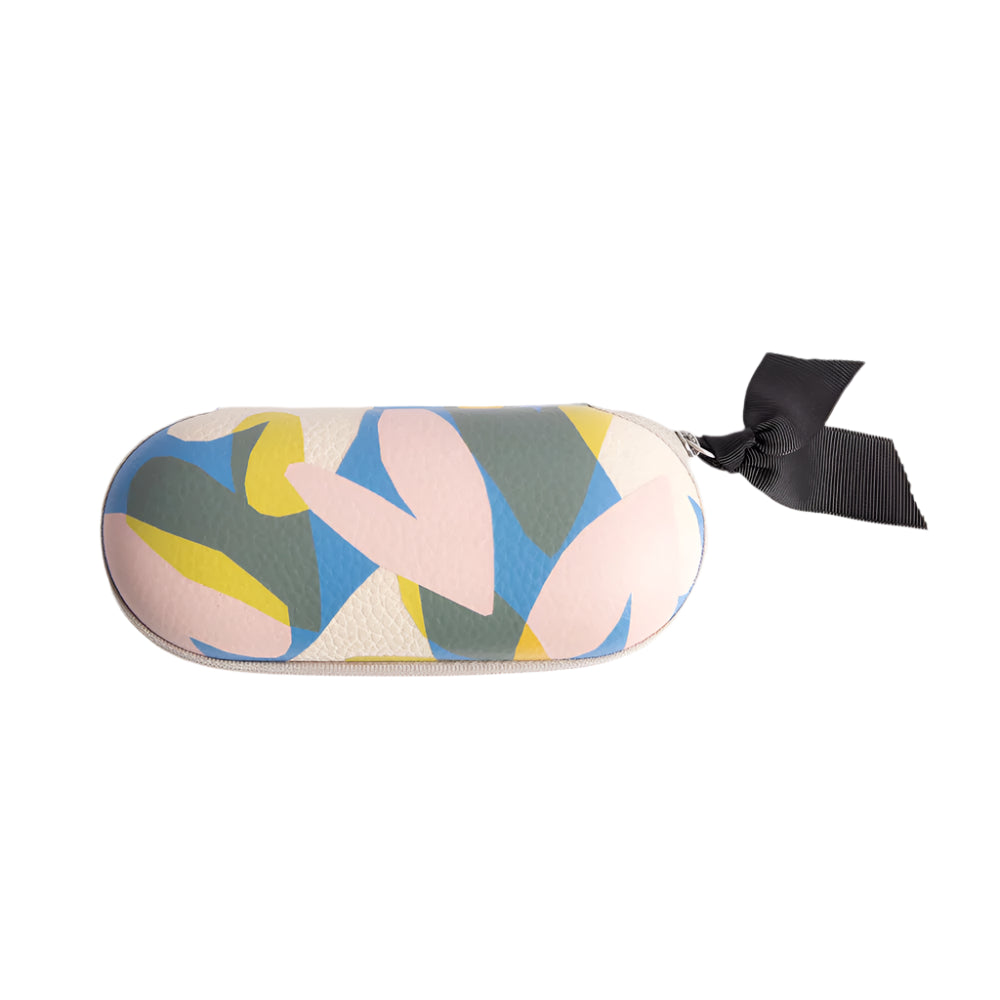 Caroline Gardner confetti hearts glasses case with colorful heart patterns, designed to protect and store eyeglasses.