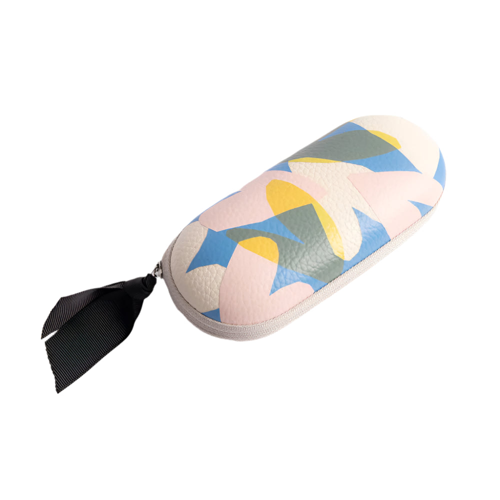 Caroline Gardner confetti hearts glasses case with colorful heart patterns, designed to protect and store eyeglasses in a stylish way.