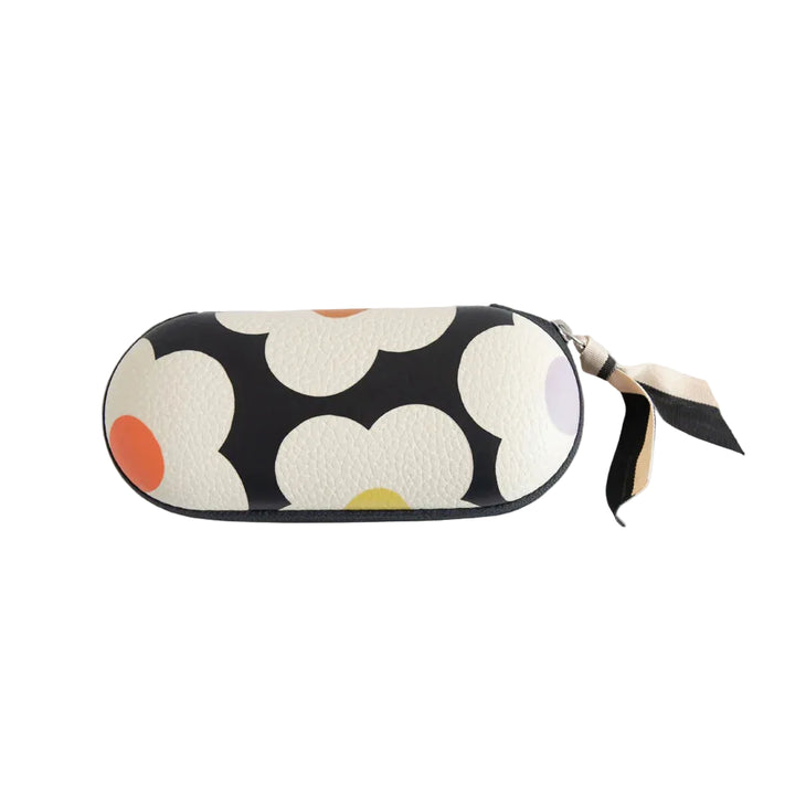 Caroline Gardner multi-flower charcoal zip glasses case with floral design, perfect for storing and protecting glasses or sunglasses.