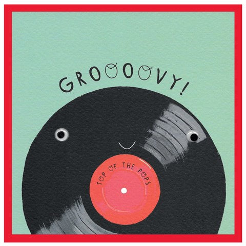 Cornucopia Home and Gift Googly Dads groovy Top of the Pops vinyl card featuring colorful, nostalgic music-themed design.