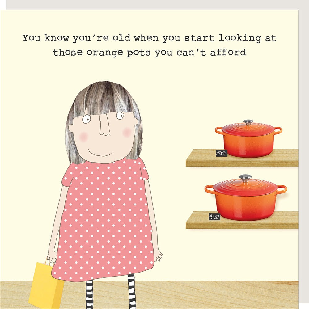 Friend birthday card by Rosie Made a Thing featuring orange pots design, perfect for celebrating friends.
