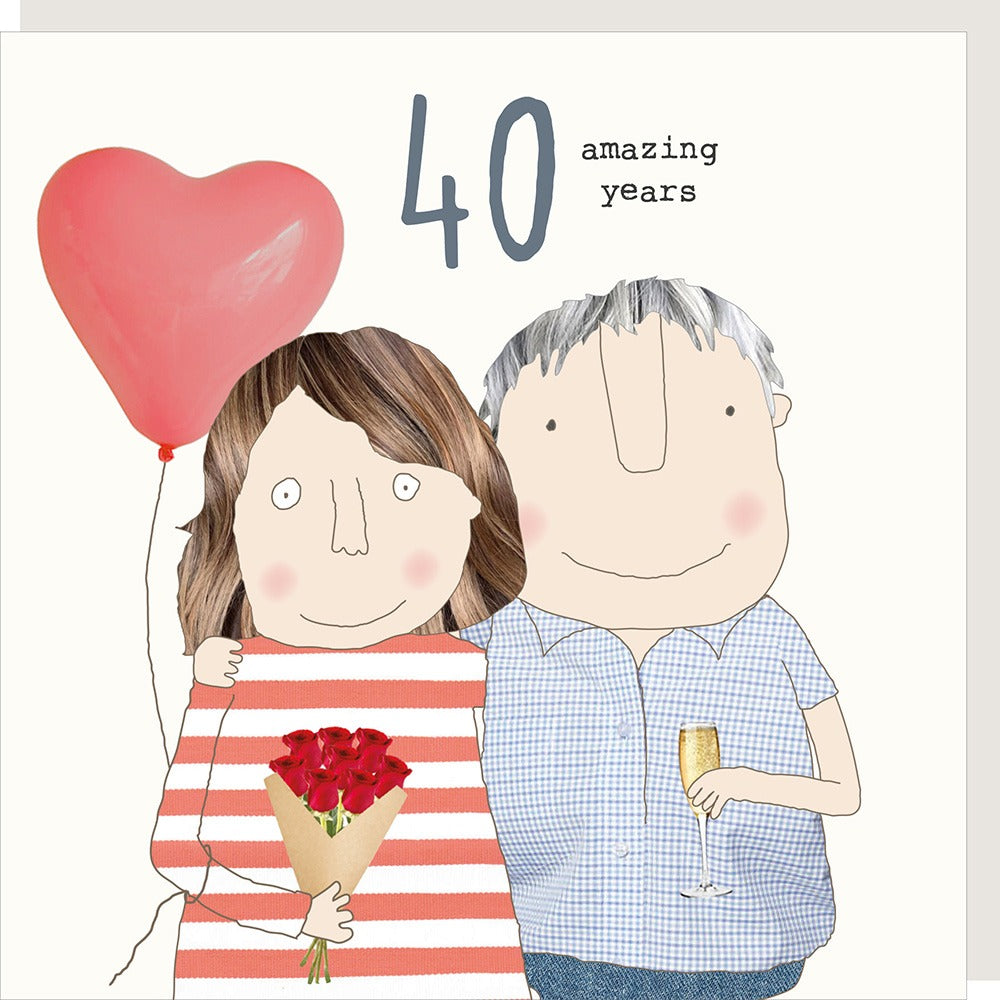 Rosie Made a Thing 40th Anniversary card featuring floral design, perfect for celebrating milestone anniversaries.